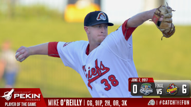 O'Reilly Throws Complete Game 2-Hit Shutout in 6-0 Win