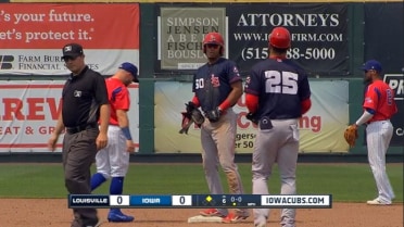 Jose Barrero drills an RBI double off the wall
