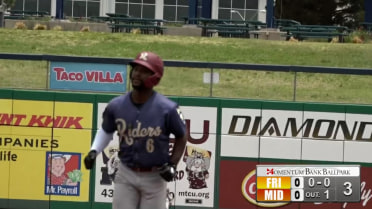 Riders outfielder Josh Stowers hammers his first HR