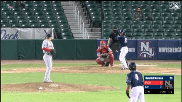 New Hampshire's Moreno slugs opposite-field homer