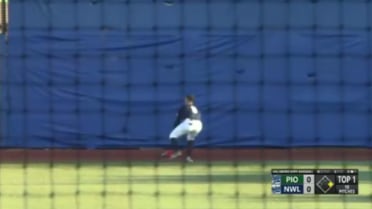 The NWL's Ziegler makes a catch at the wall