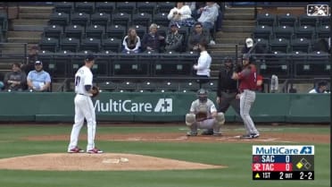 Sacramento's Bart lines an RBI single