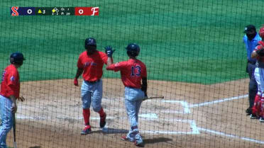 Gilberto Jimenez lines his first homer of the year