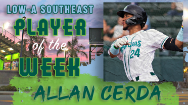 Allan Cerda recognized as Low-A Southeast Player of the Week