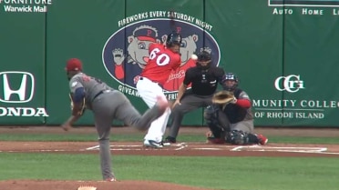Rafael Devers laces a double to center in the 1st