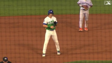 Jordan Beck laces an RBI double to right-center