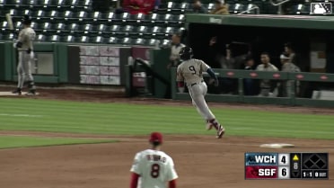 Noah Cardenas hits a home run to left field