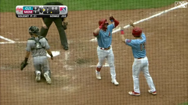 Cesar Prieto hits a two-run homer to right field