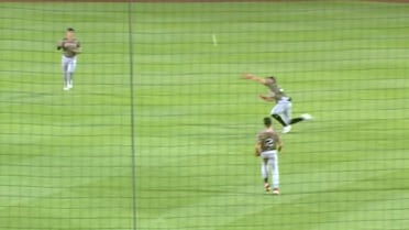 Jared Sundstrom races to center to make the catch