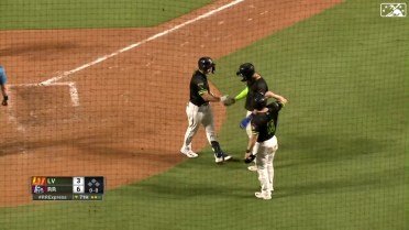 Justin Foscue ropes a three-run homer to left-center