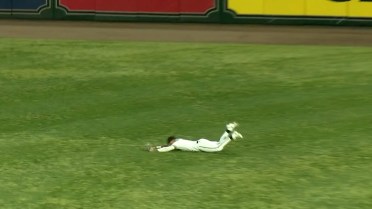 Victor Bericoto makes a clutch diving grab in right