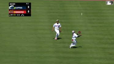 Darren Baker makes an over-the-shoulder catch