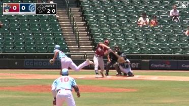 Aaron Zavala homers on a line drive to right center