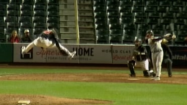 Jefry Yan celebrates striking out the final batter