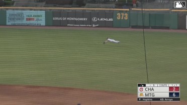 Matthew Etzel lays out to make a diving grab
