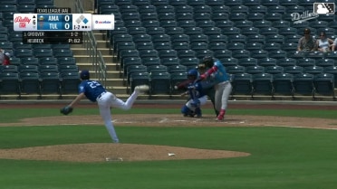 Peter Heubeck records his ninth strikeout of the game