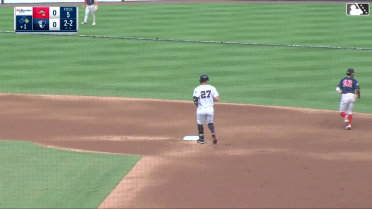 Giancarlo Stanton smashes an RBI double