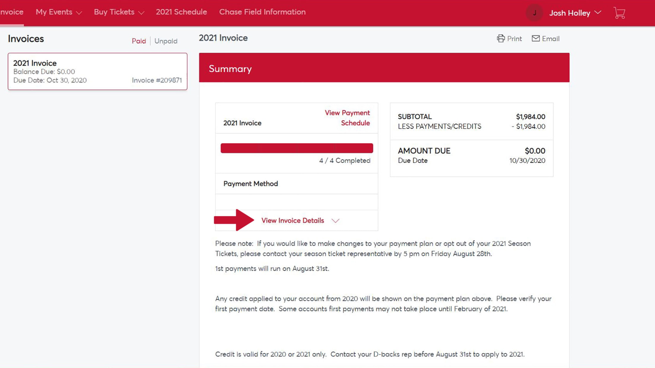 View Invoice details