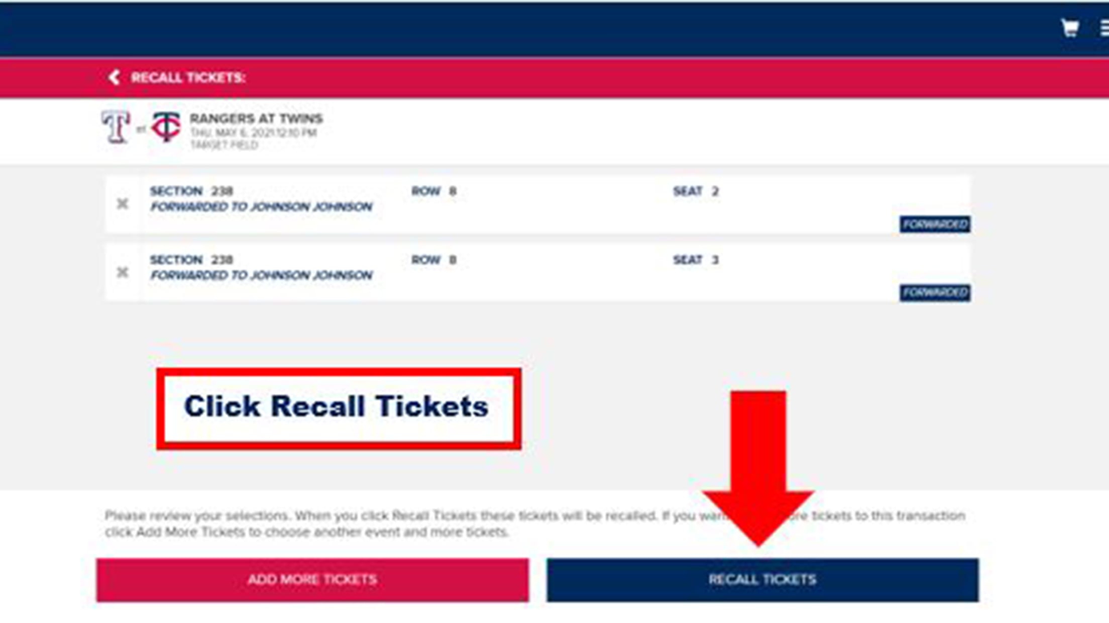 Click Recall Tickets