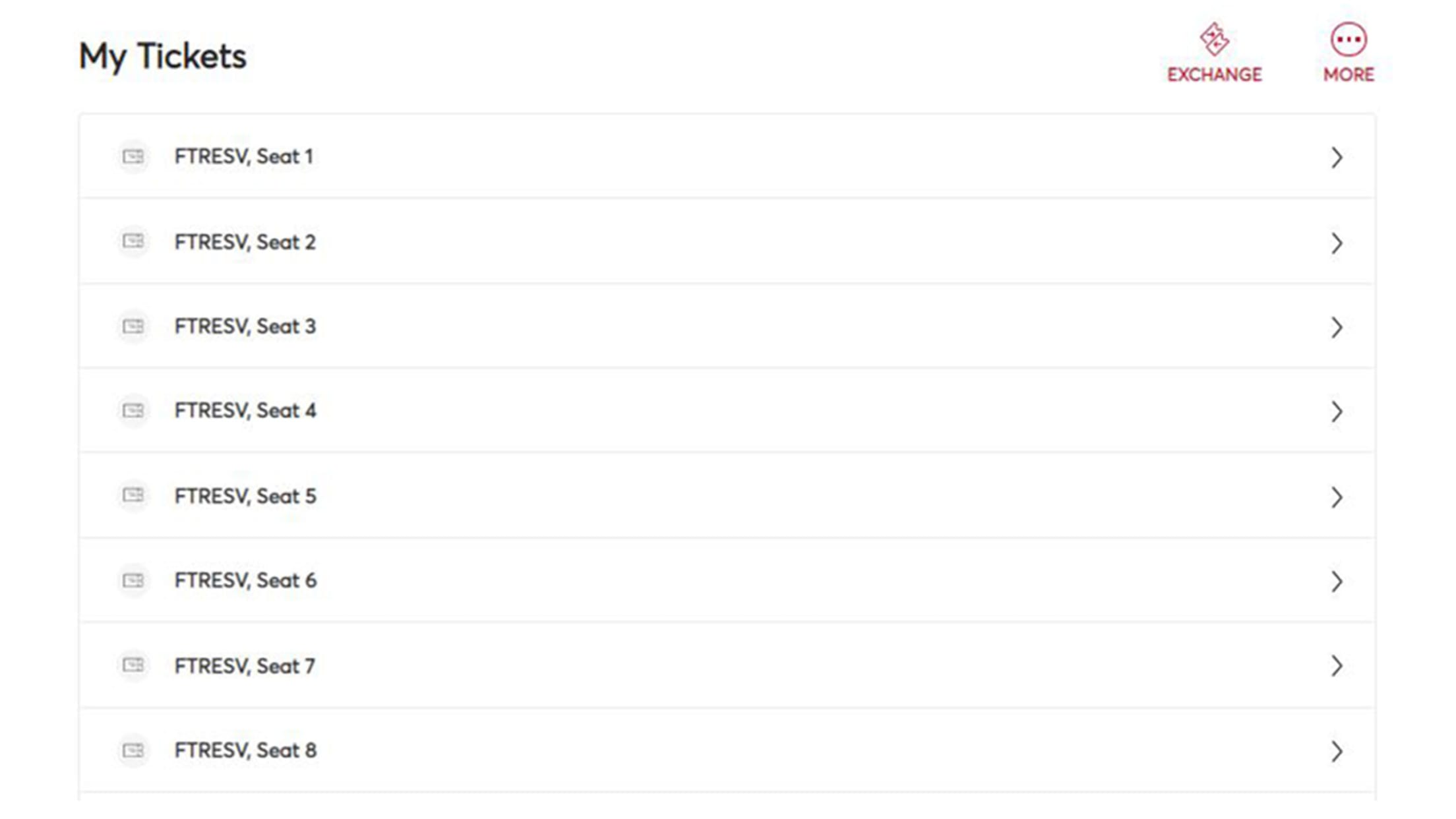 My Tickets - Exchange - More