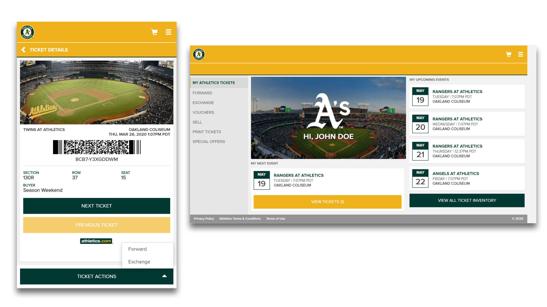 Log in to My A's Tickets