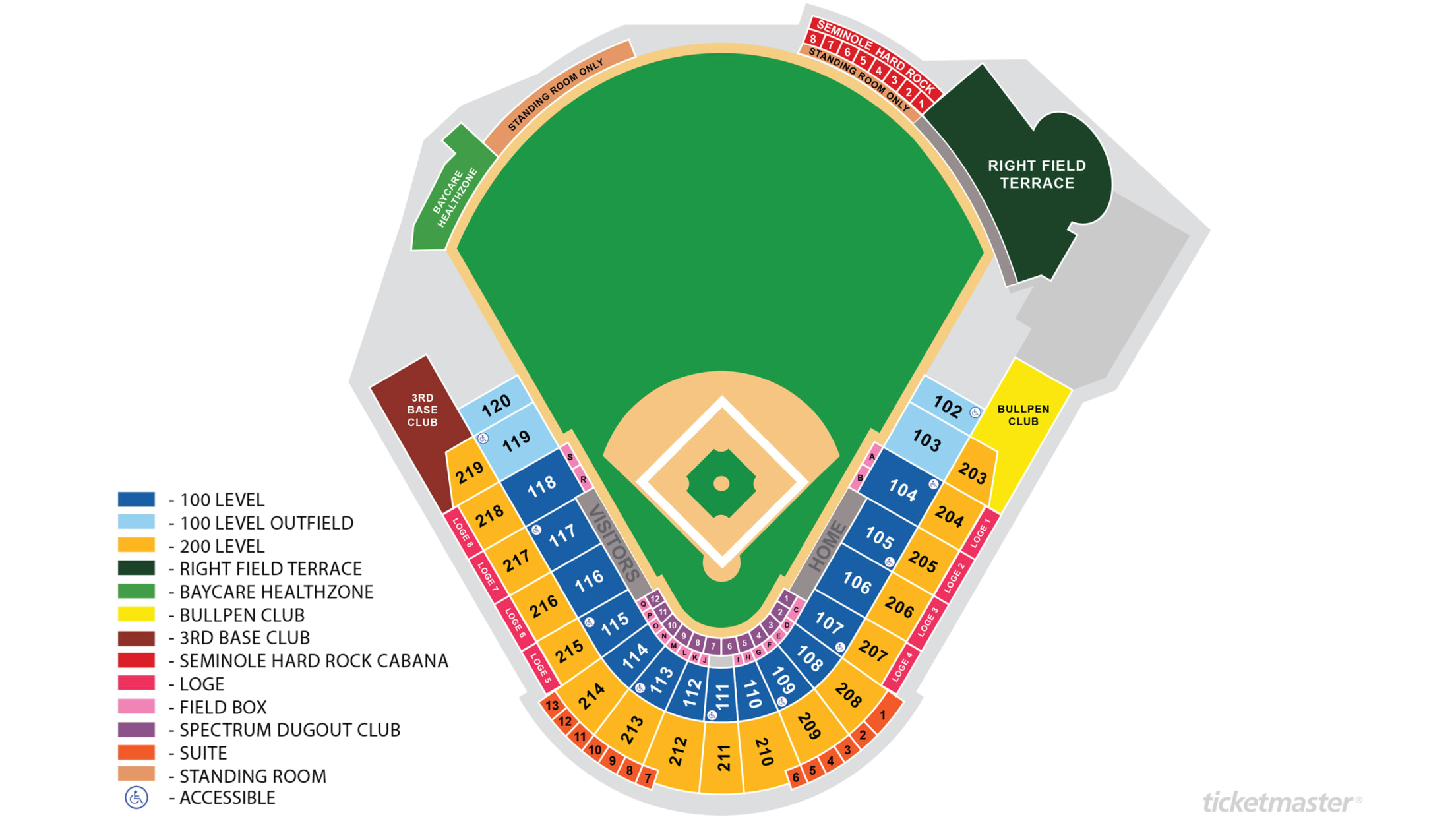 2020 Spring Training Seating Map