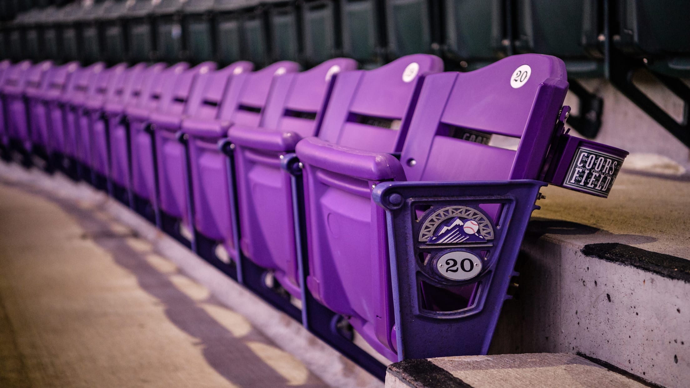 Purple row of seats at Coors Field