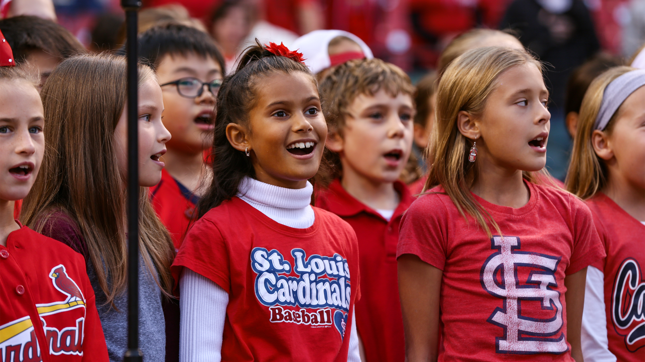 School kids at Busch Stadium