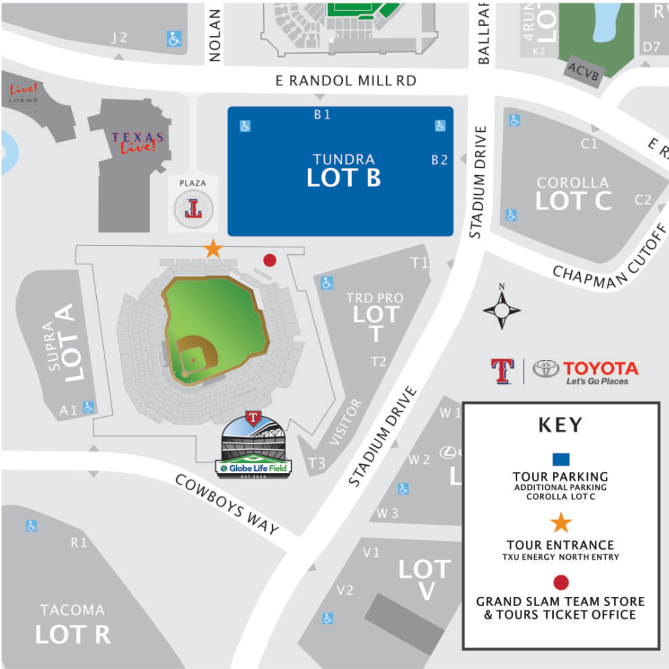 Globe Life Field Tours Parking Map
