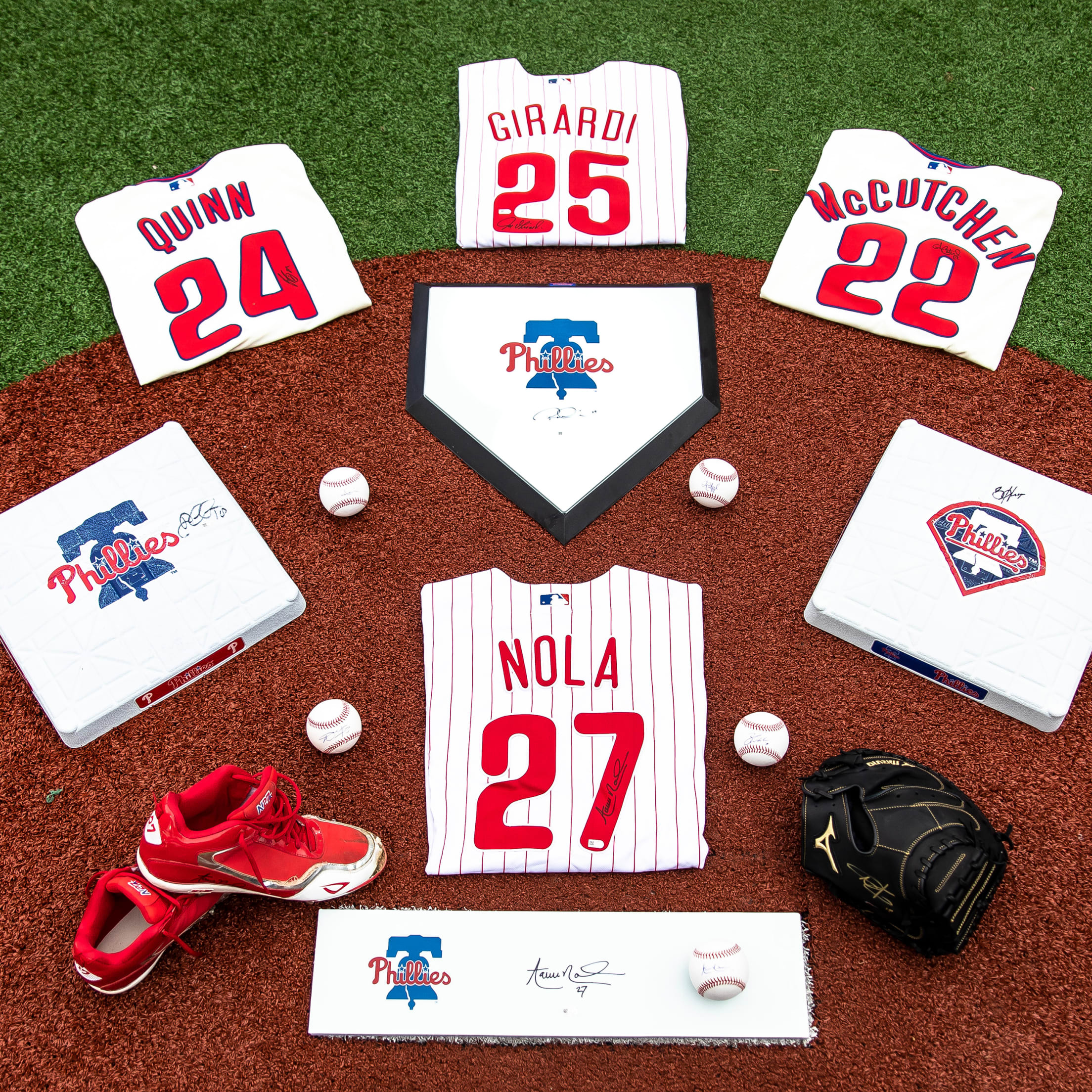 Autographed items from Phillies players
