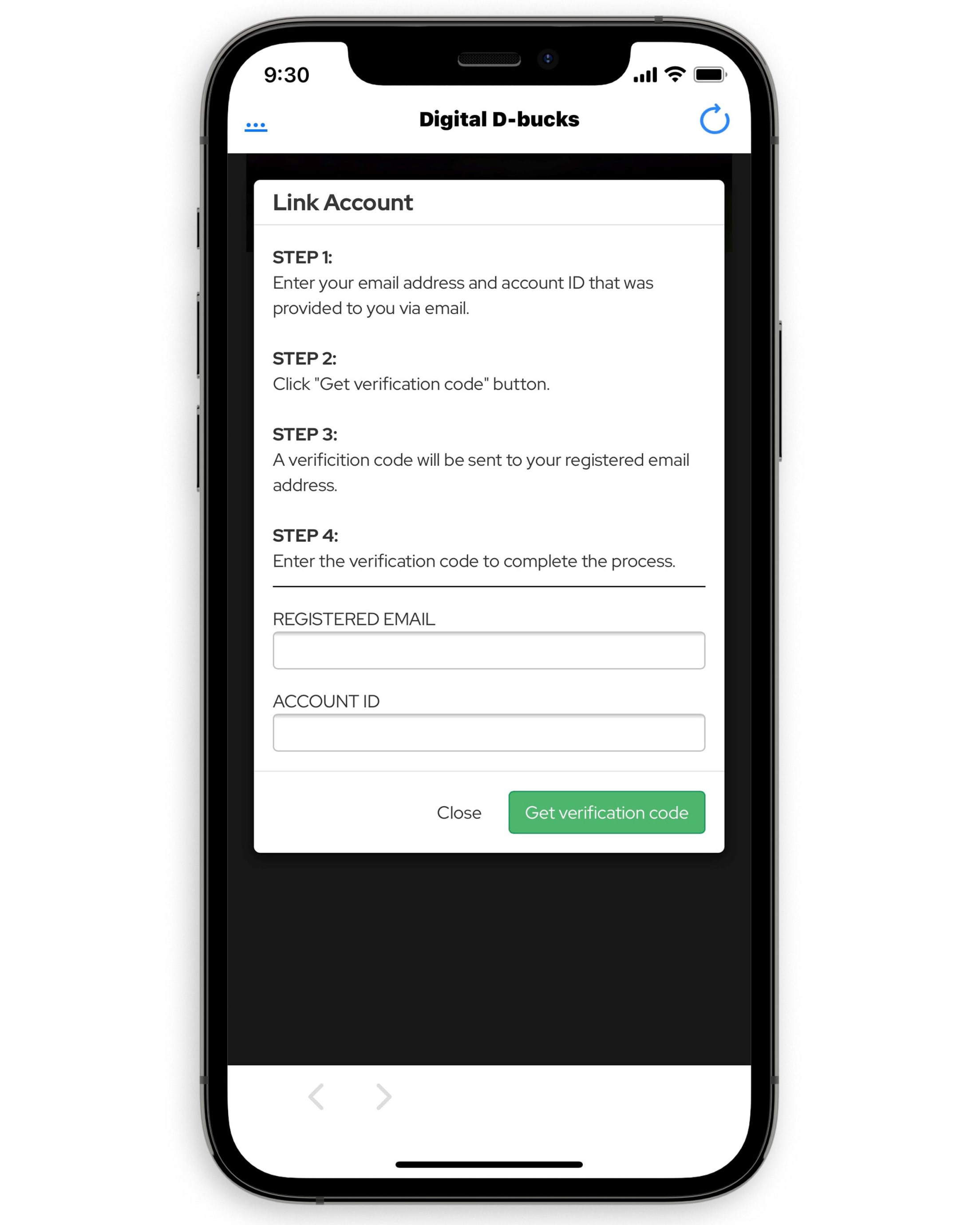 Digital D-bucks Link Account