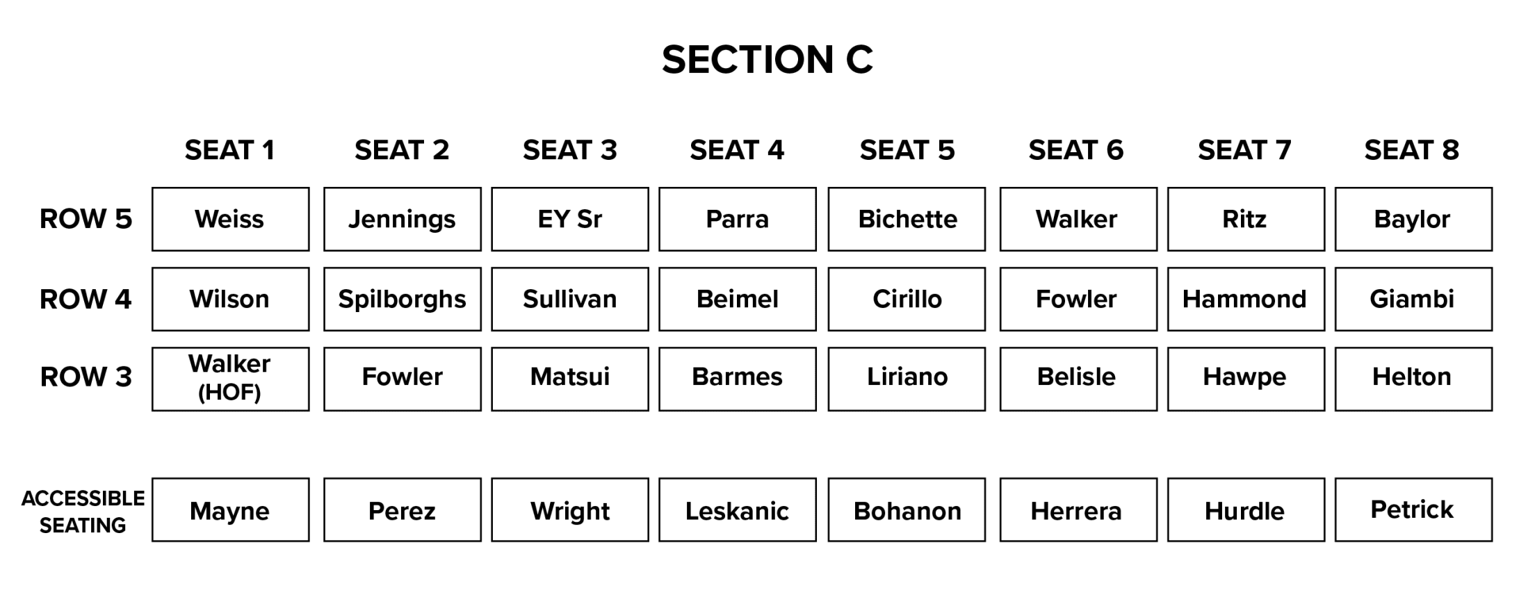 Infiniti Club - Seating Chart - Section C