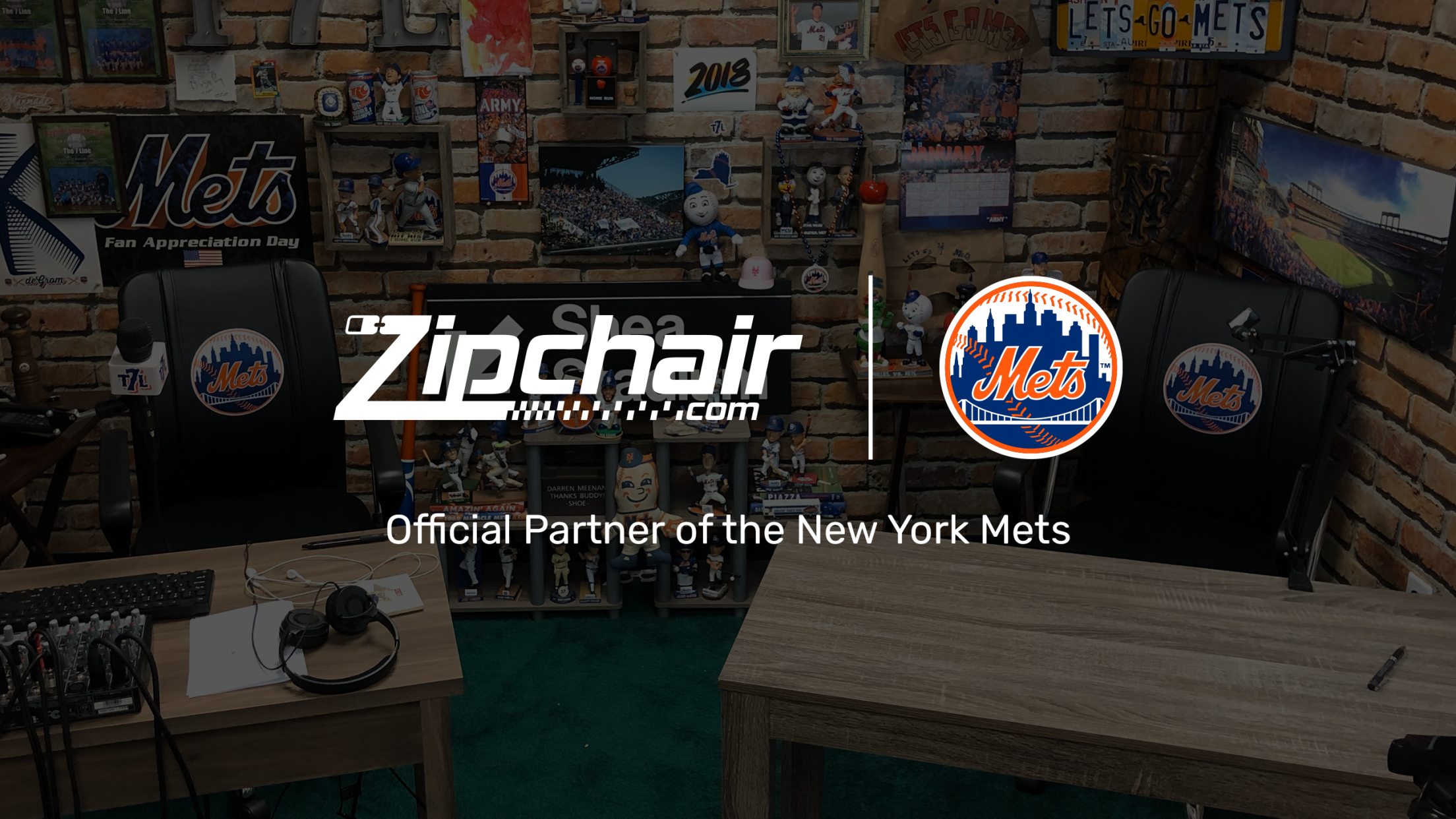 ZipChair and New York Mets logos. ZipChair is an Official Partner of the New York Mets.