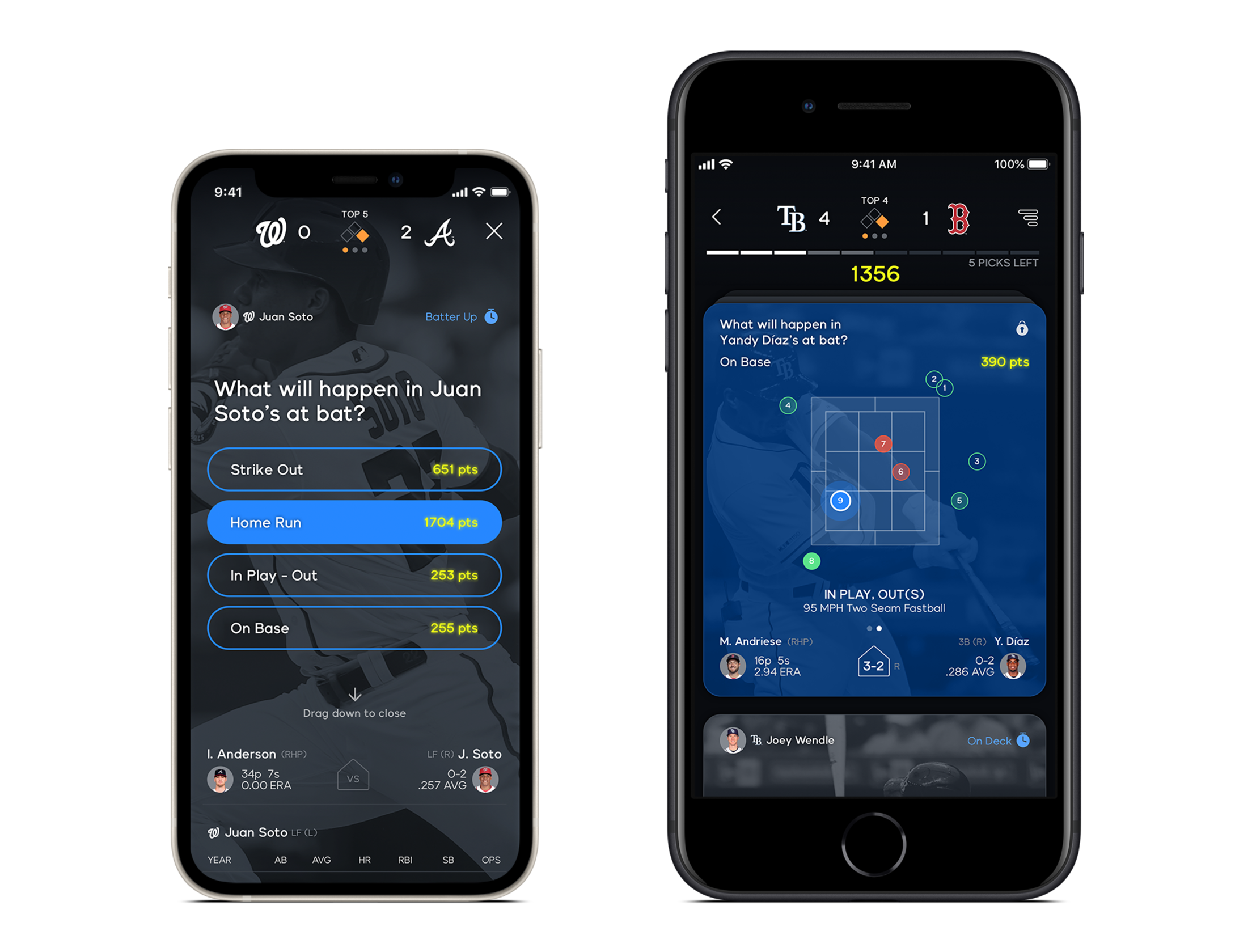 MLB Rally app displayed on iPhones