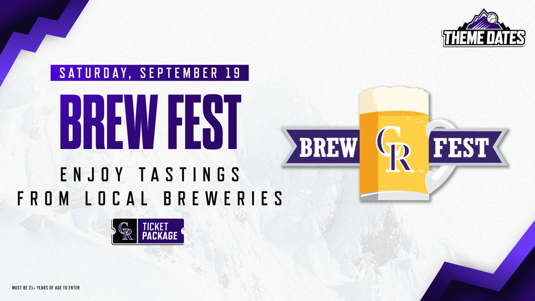 Purchase Brew Fest ticket package on Saturday, September 19 to gain access to a tasting from both regional and local breweries