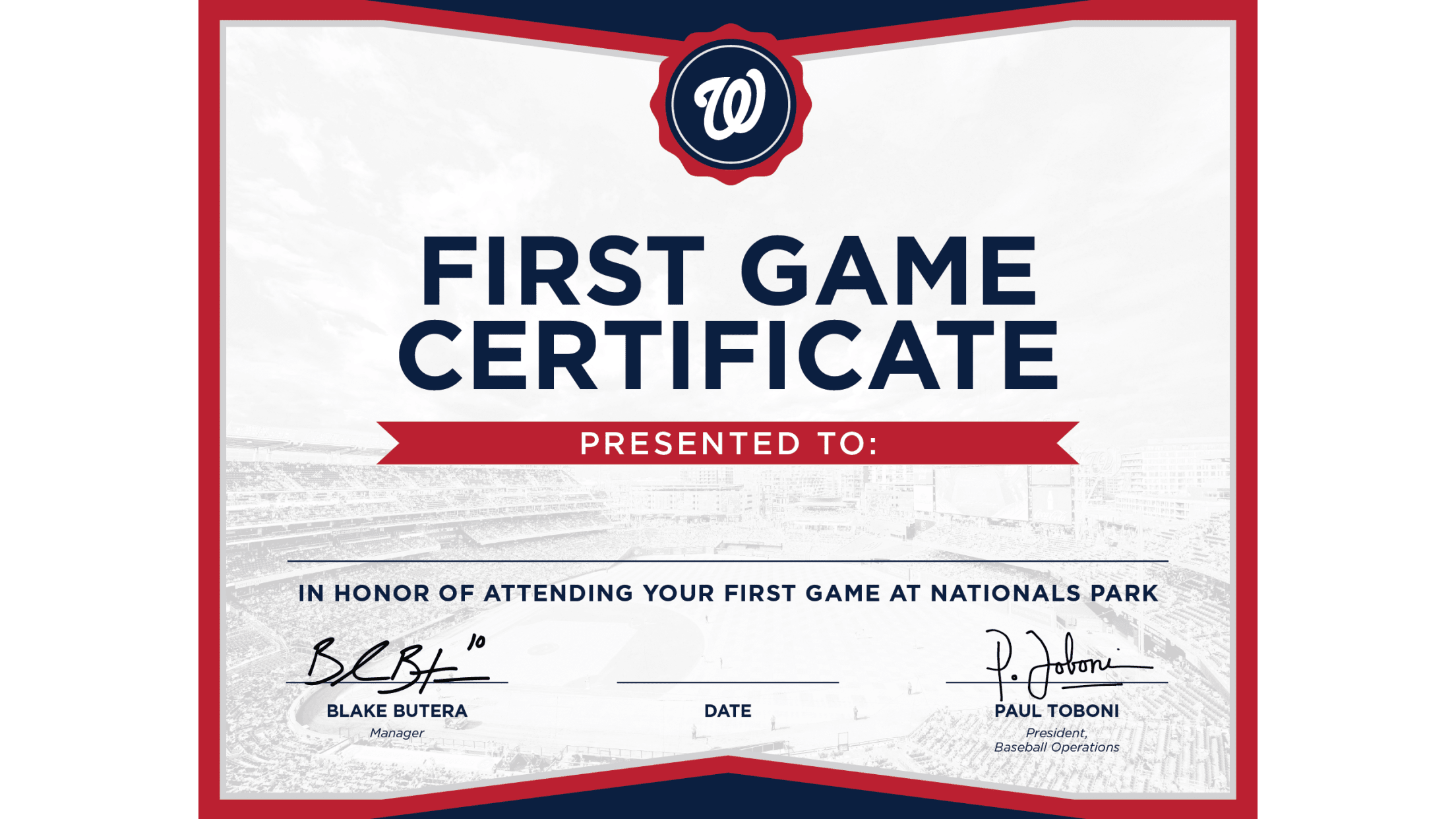 First Game Certificate