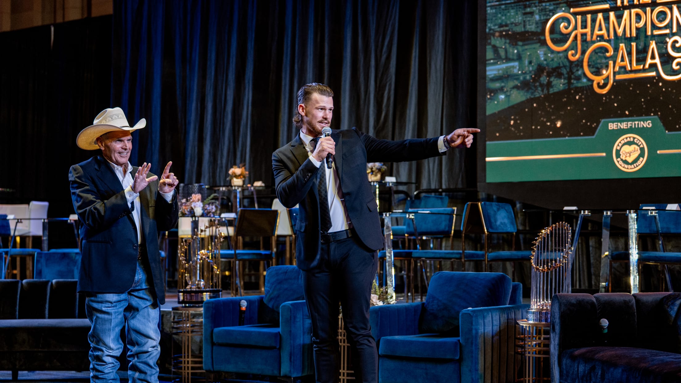 Bobby Witt Jr. speaks at a gala.