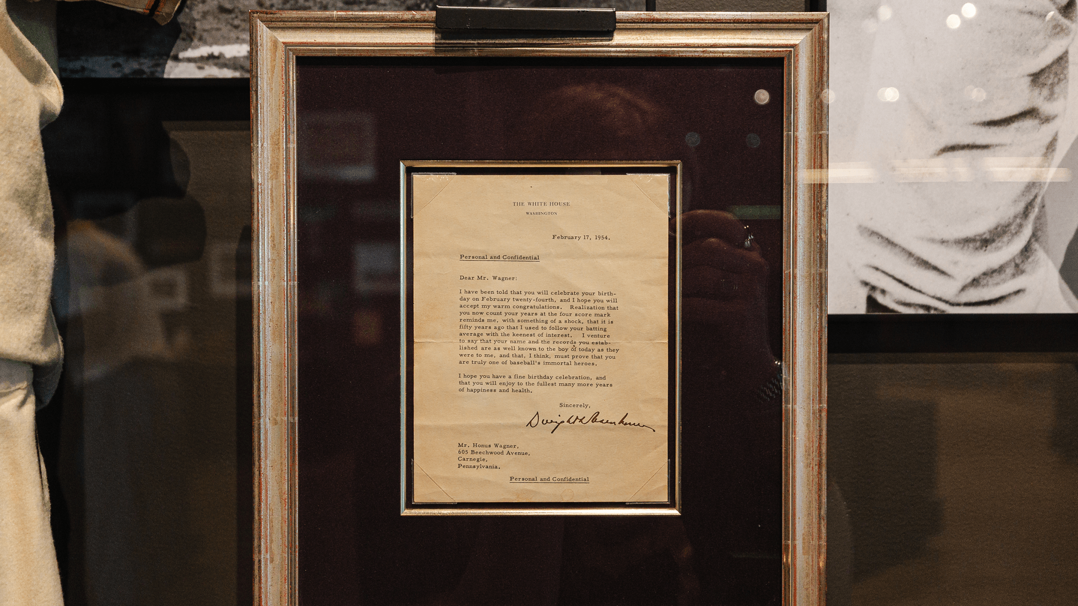 Letter to Honus Wagner from President Eisenhower