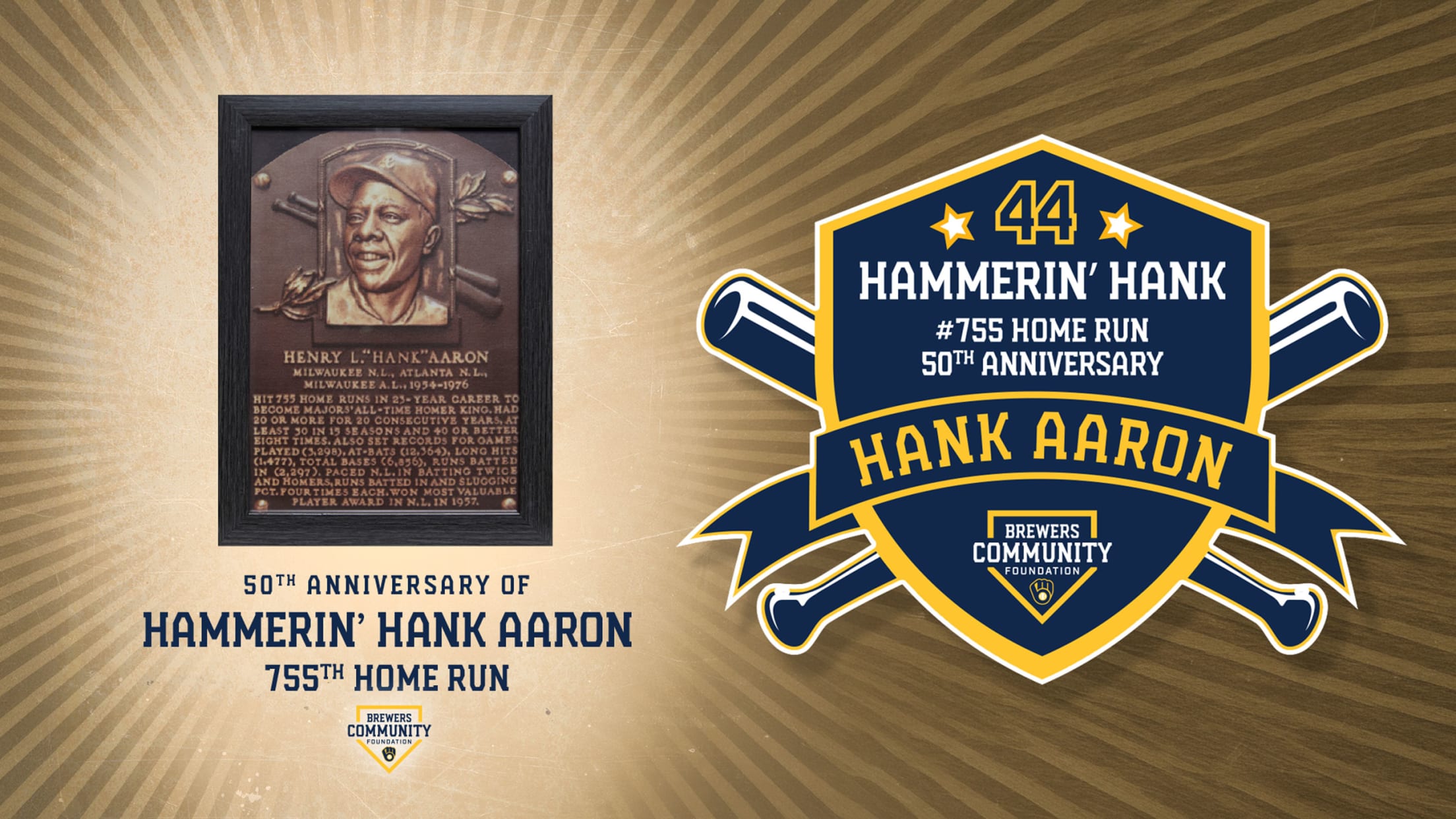 50th Anniversary of Hammerin' Hank Aaron 755th Home Run. Brewers Community Foundation