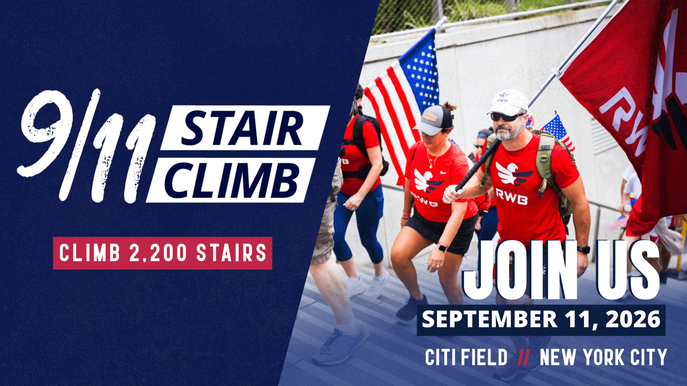 9/11 Stair Climb. Climb 2,200 stairs. Join us September 11, 2026 at Citi Field, New York City.