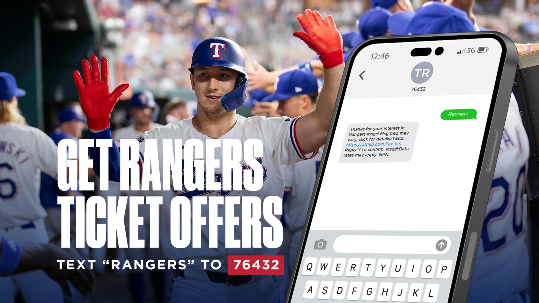 Get Rangers Text Alerts - Text 'Rangers' to 76432