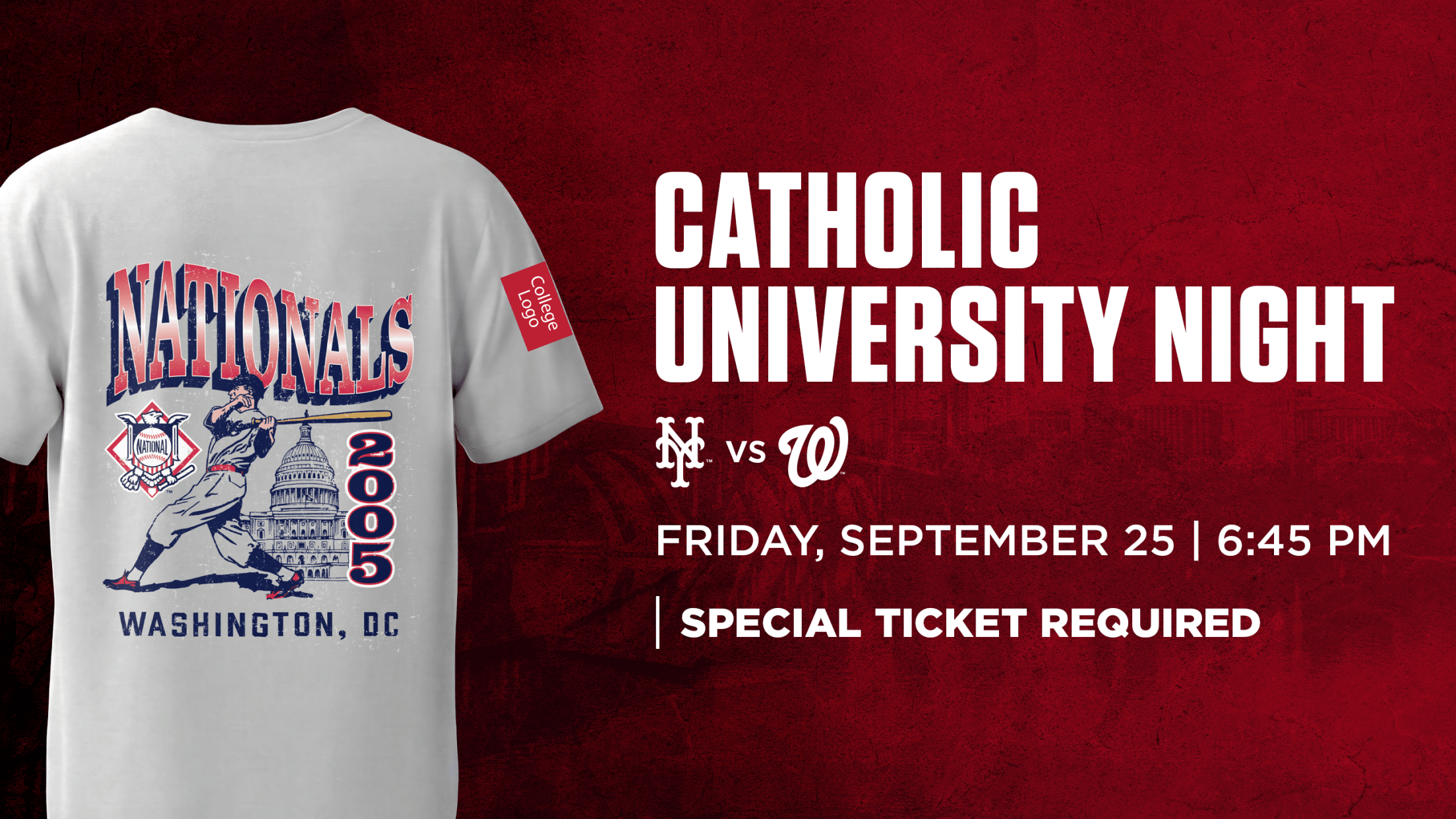 Catholic University Day: Tuesday, September 25 vs. Arizona Diamondbacks