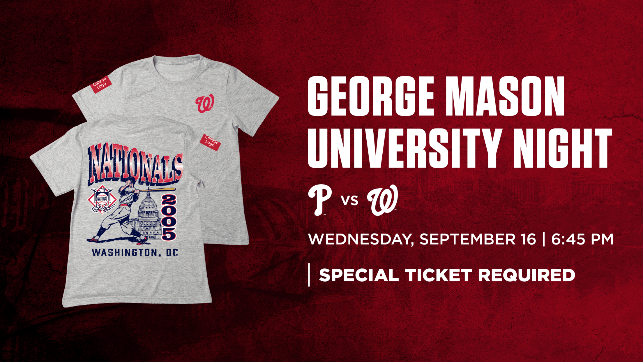 George Mason University Day: Wednesday, September 16 vs. Philadelphia Phillies