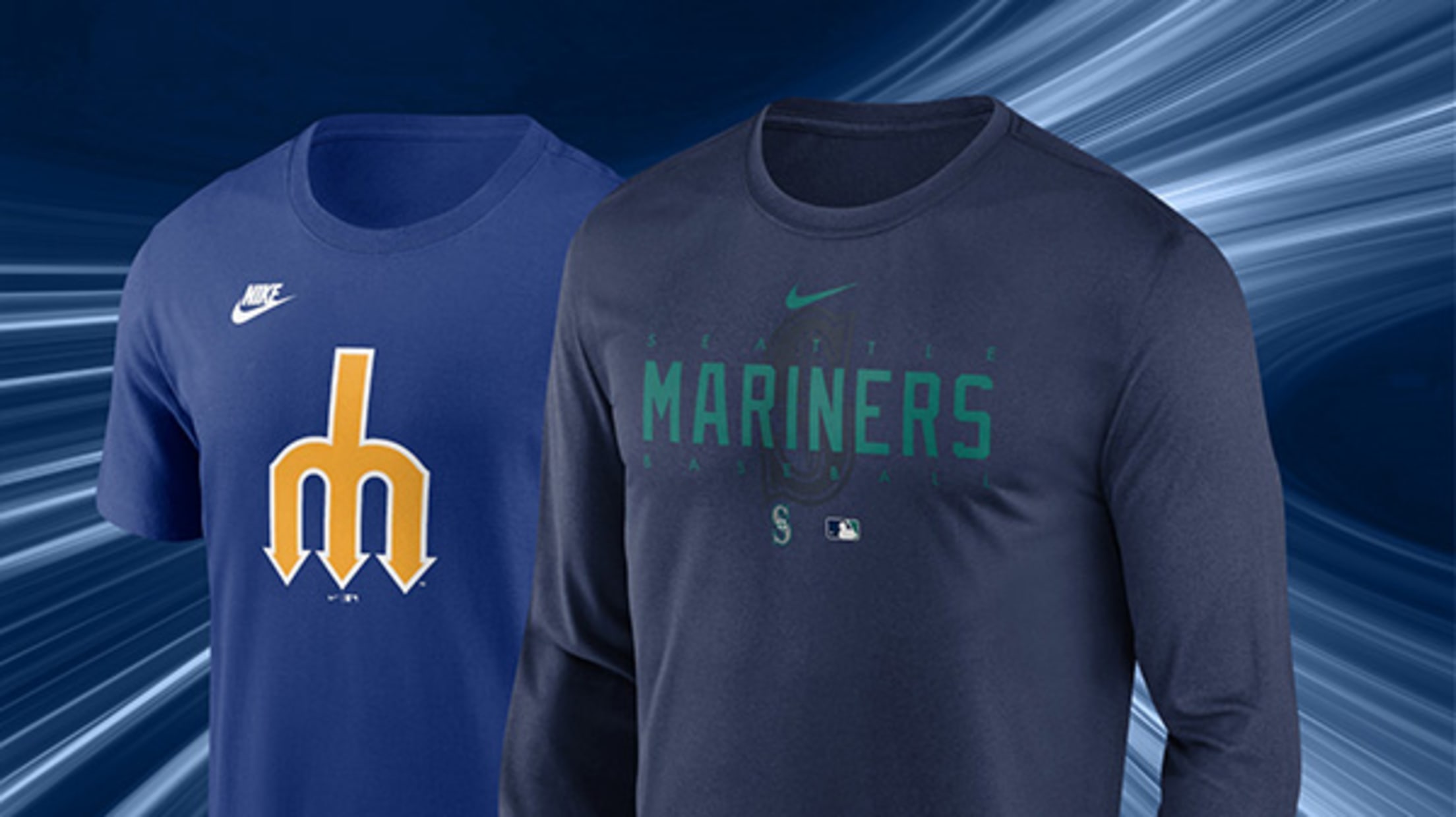 Image of Seattle Mariners t-shirt and long-sleeve shirt