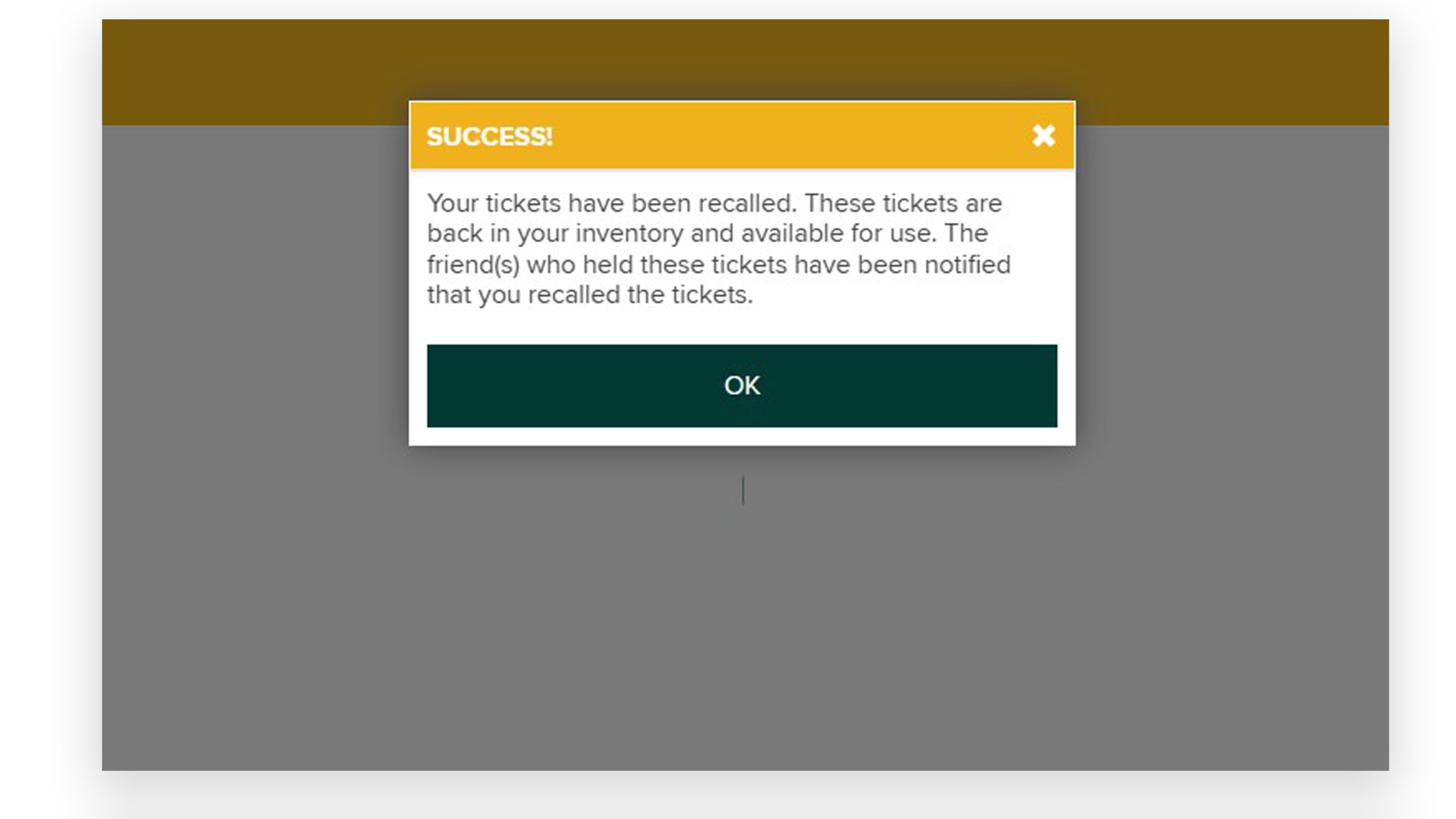 Successful Conformation of recalled tickets