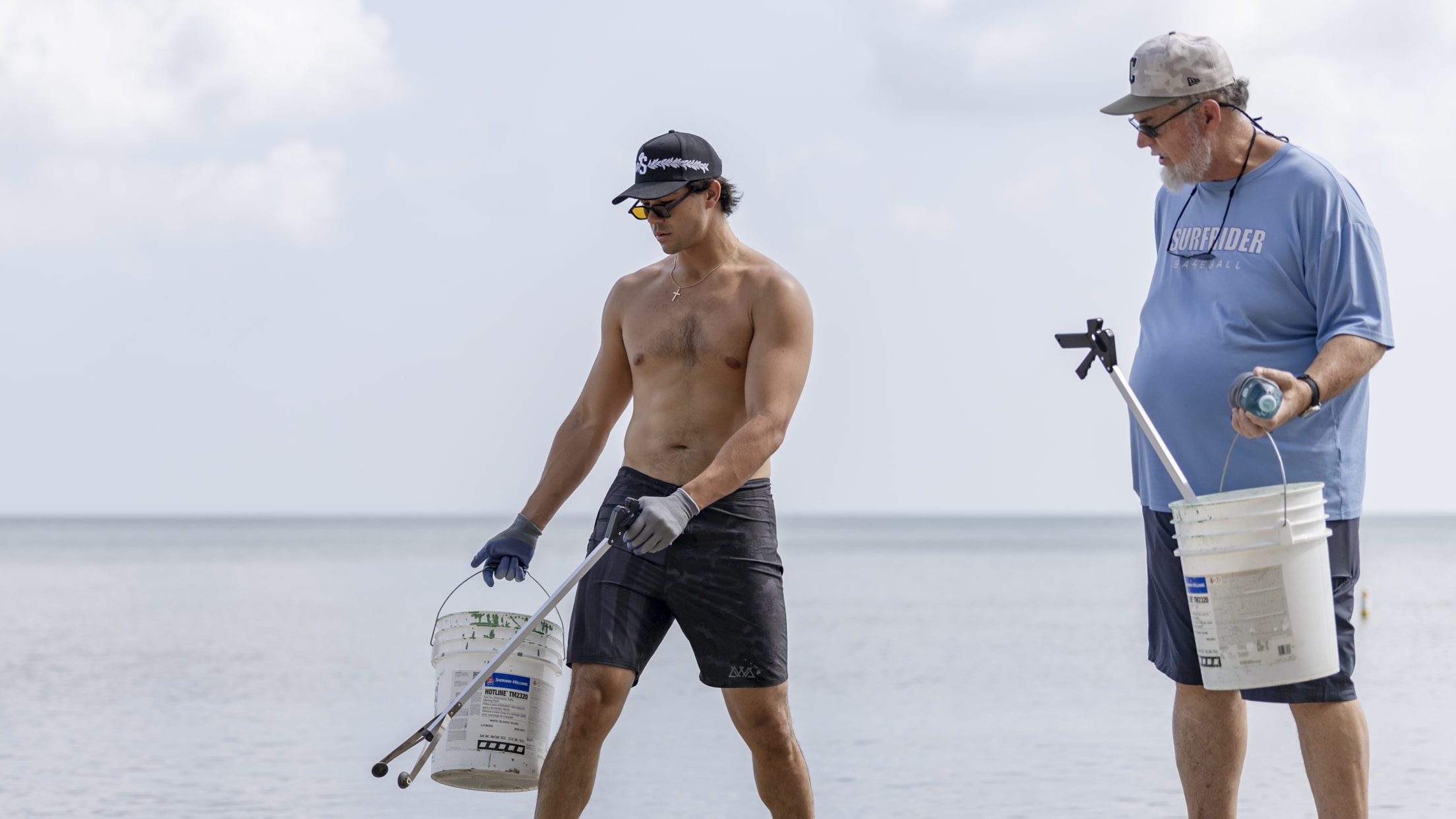 Joey Cantillo joins a beach cleanup.