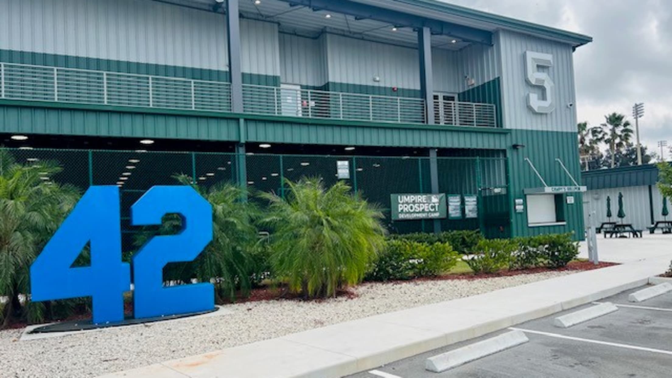 The view of the Robinson Training Complex from the parking lot before a Umpire Prospect camp.