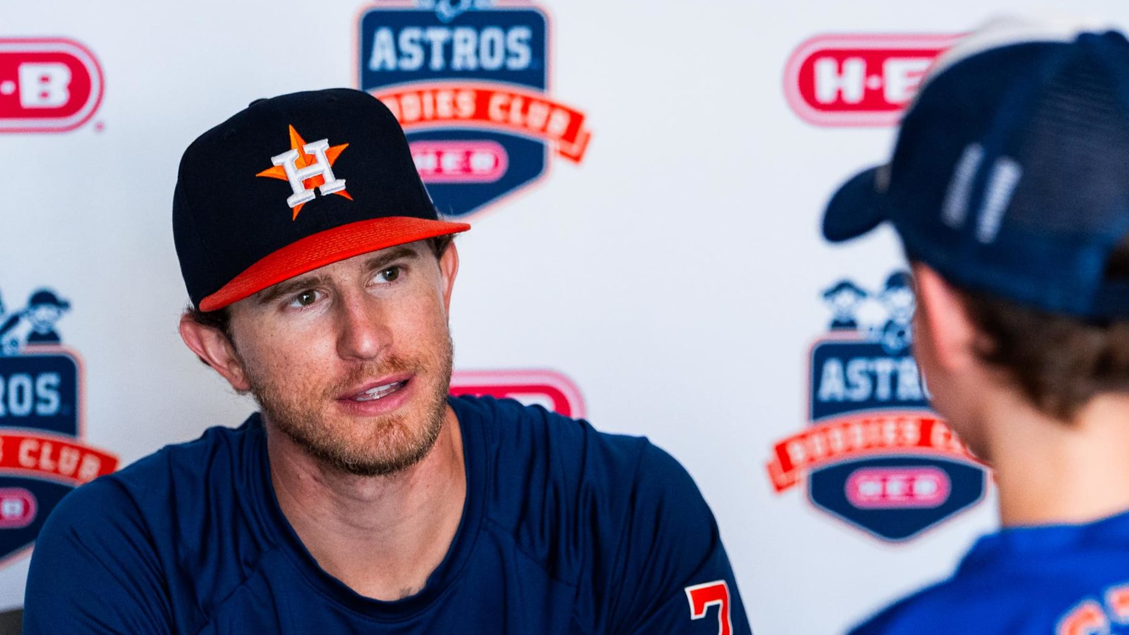 Josh Hader meets with a Houston Astros fan.