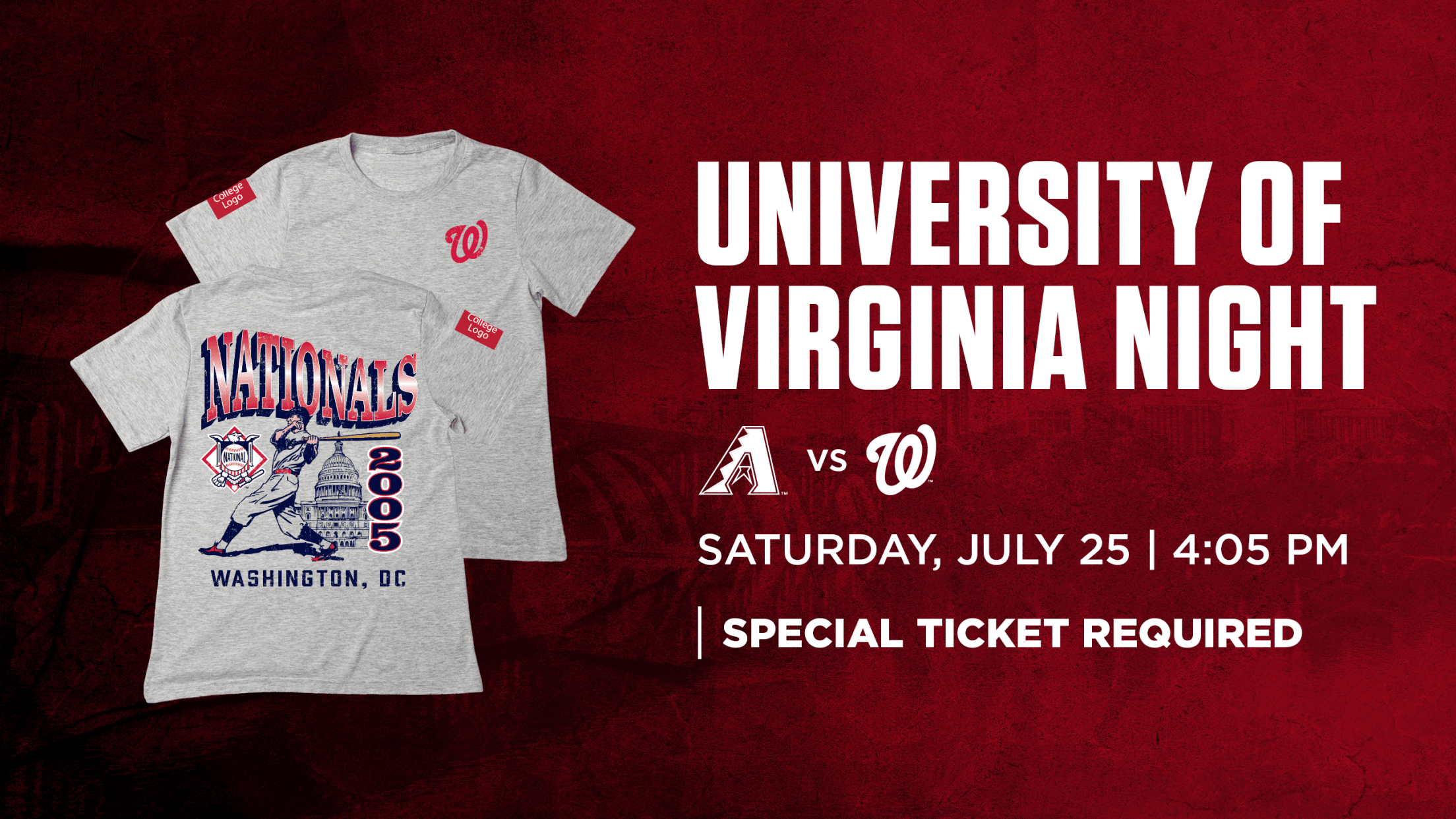 University of Virginia Day: Saturday, July 25 vs. Arizona Diamondbacks