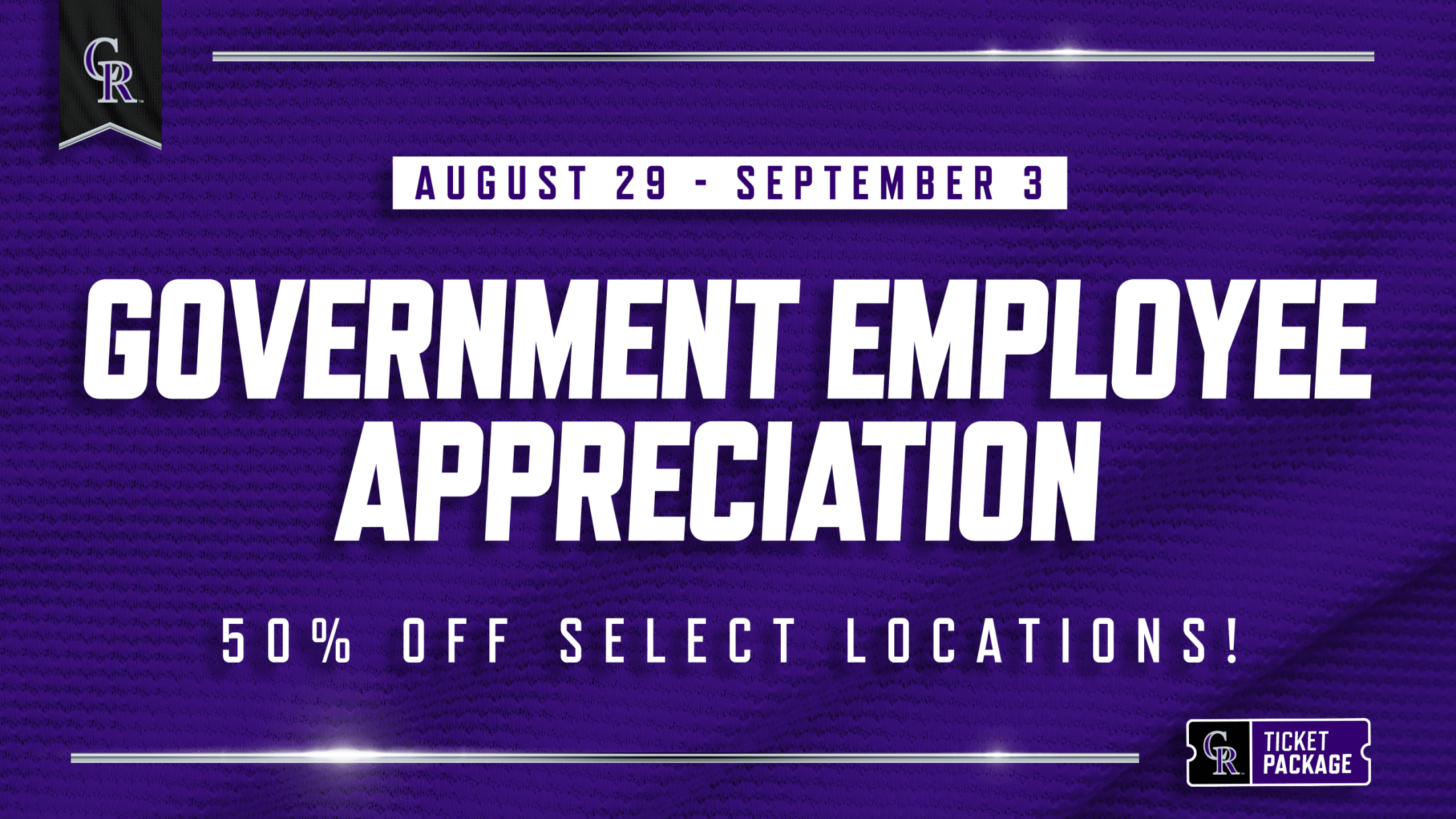 Purchase discounted tickets for Government Employee Appreciation for August 29-September 3 Rockies games